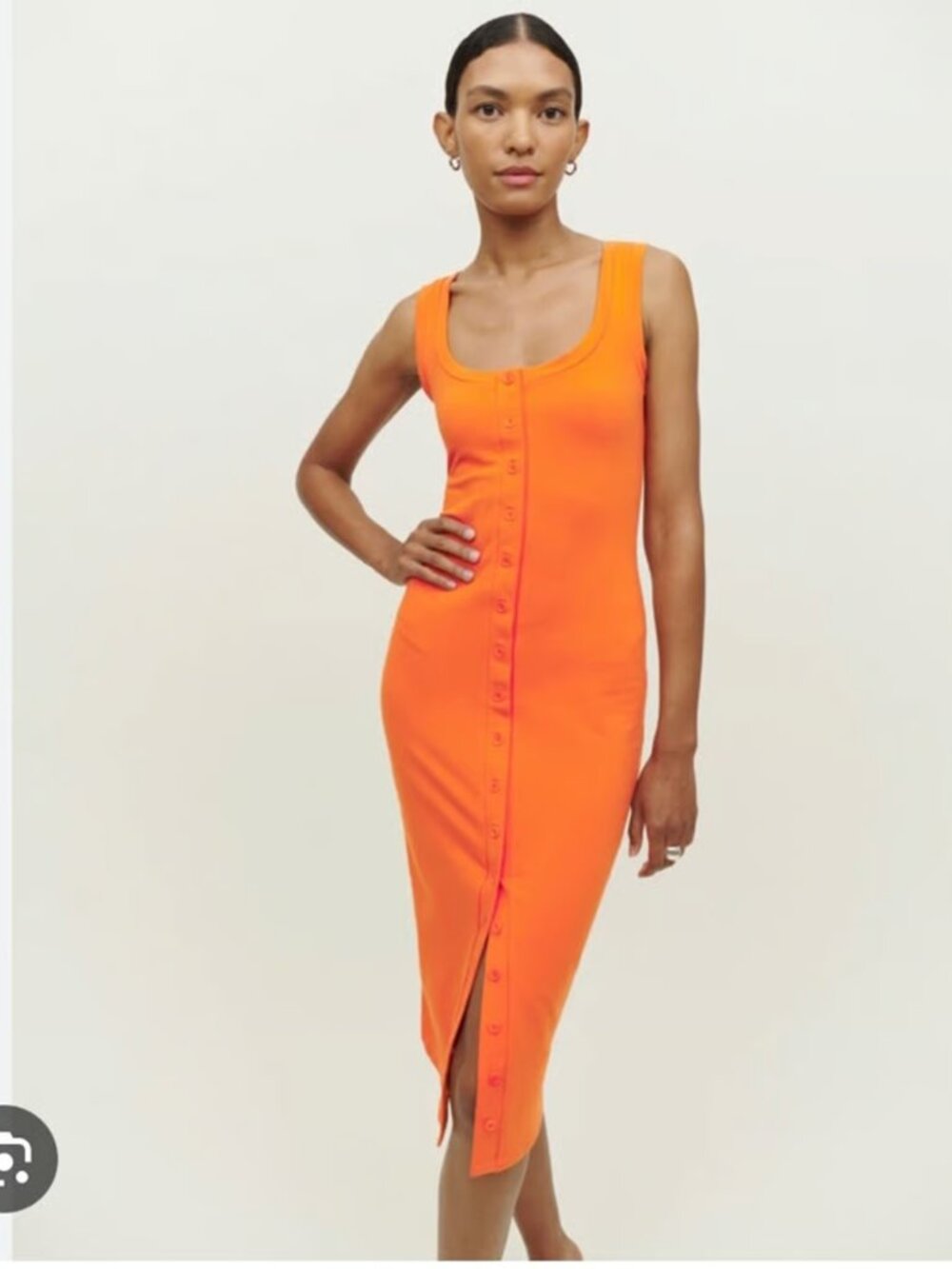 Reformation Dante Midi Dress Button Stretchy Orange Size Large